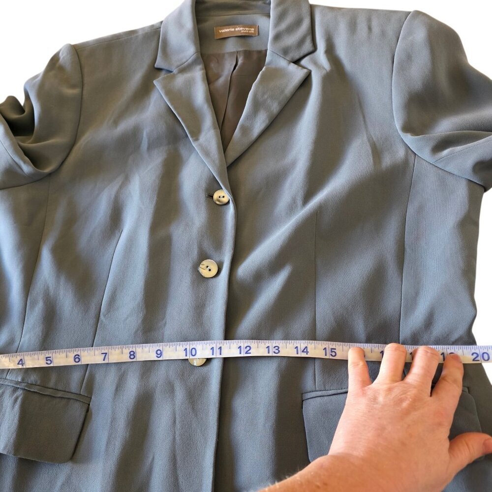 Valerie Stevens 100% Silk Blazer Gray Tailored Suit Jacket Women’s Size 14 - Picture 9 of 16